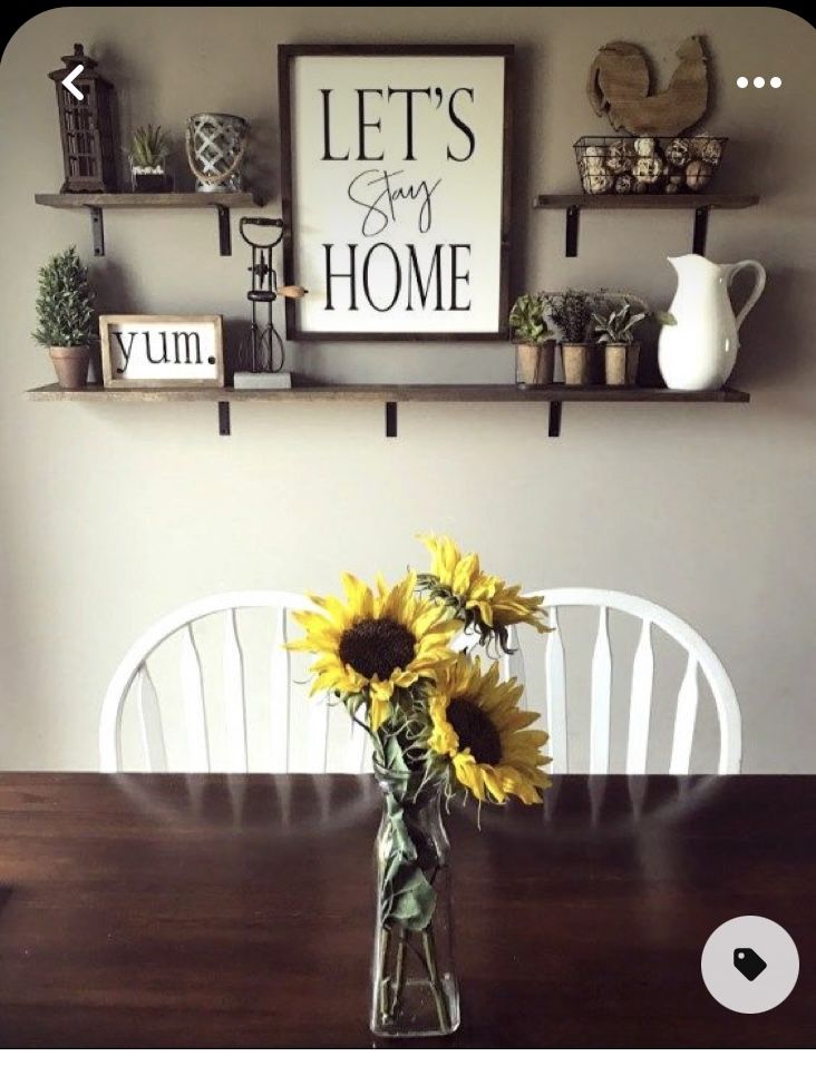 Cozy Dining Nook with Sunflowers and Farmhouse Wall Decor