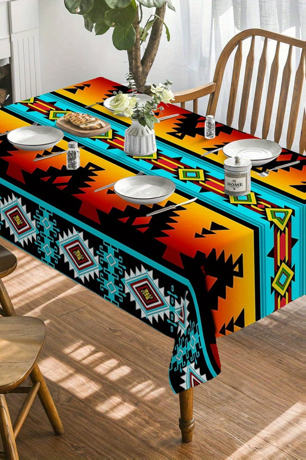 Colorful Dining Room with Southwestern Tablecloth