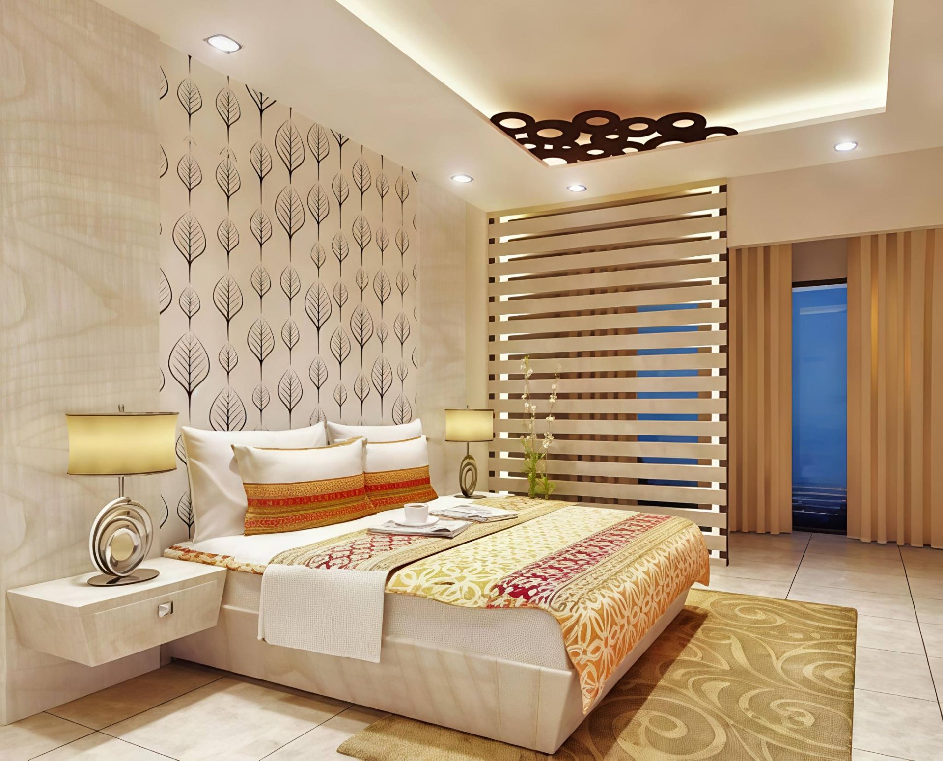 Modern Bedroom with Feature Wall and Accent Lighting
