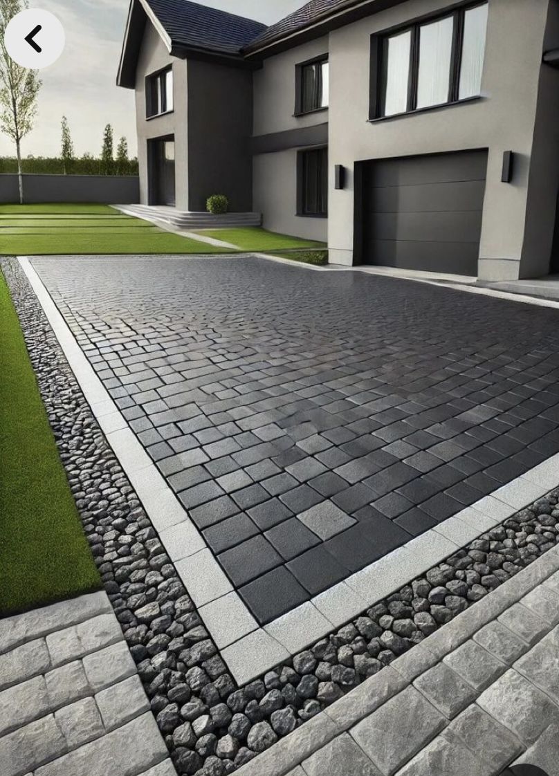 Modern Stone Driveway with Sleek Geometric Design