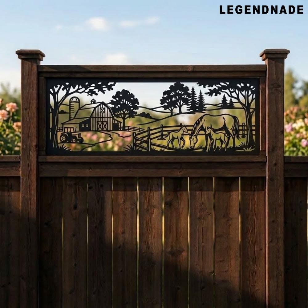 Decorative Farm-Themed Privacy Fence Panel